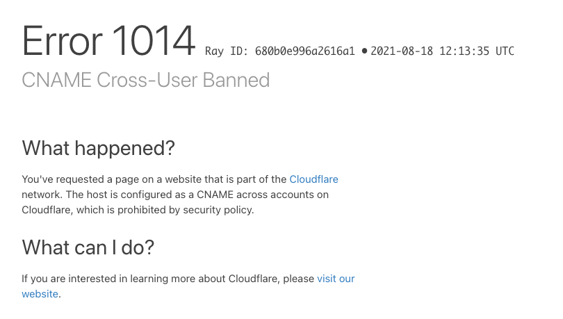 1014 CNAME Cross User Banned